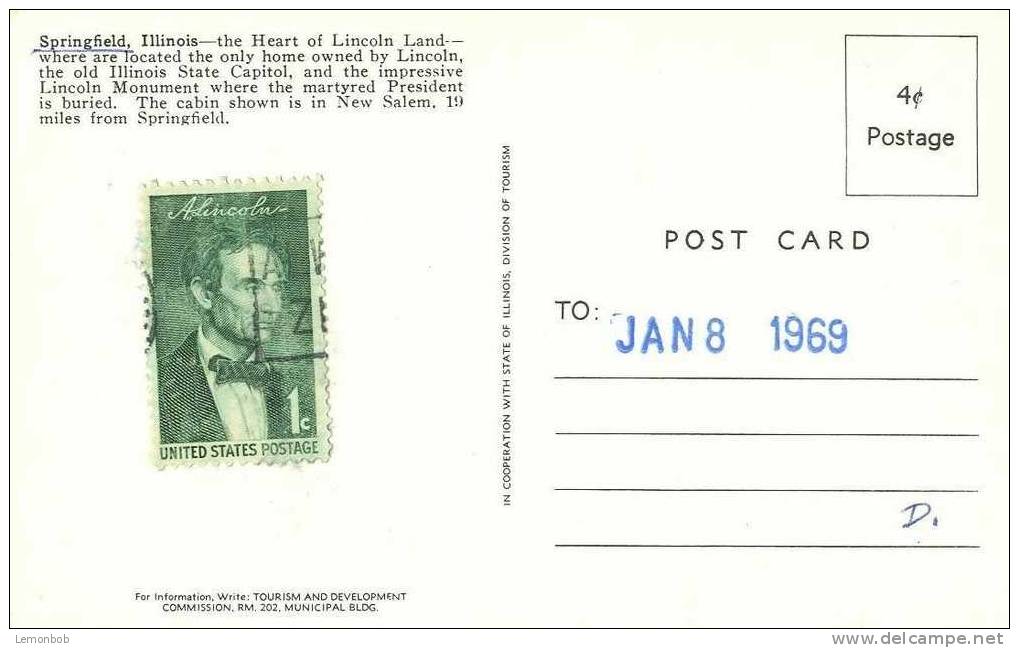 USA – United States – Visit Springfield Illinois, See Heart Of Lincoln Land 1969 Stamped Postcard [P3989] - Springfield – Illinois
