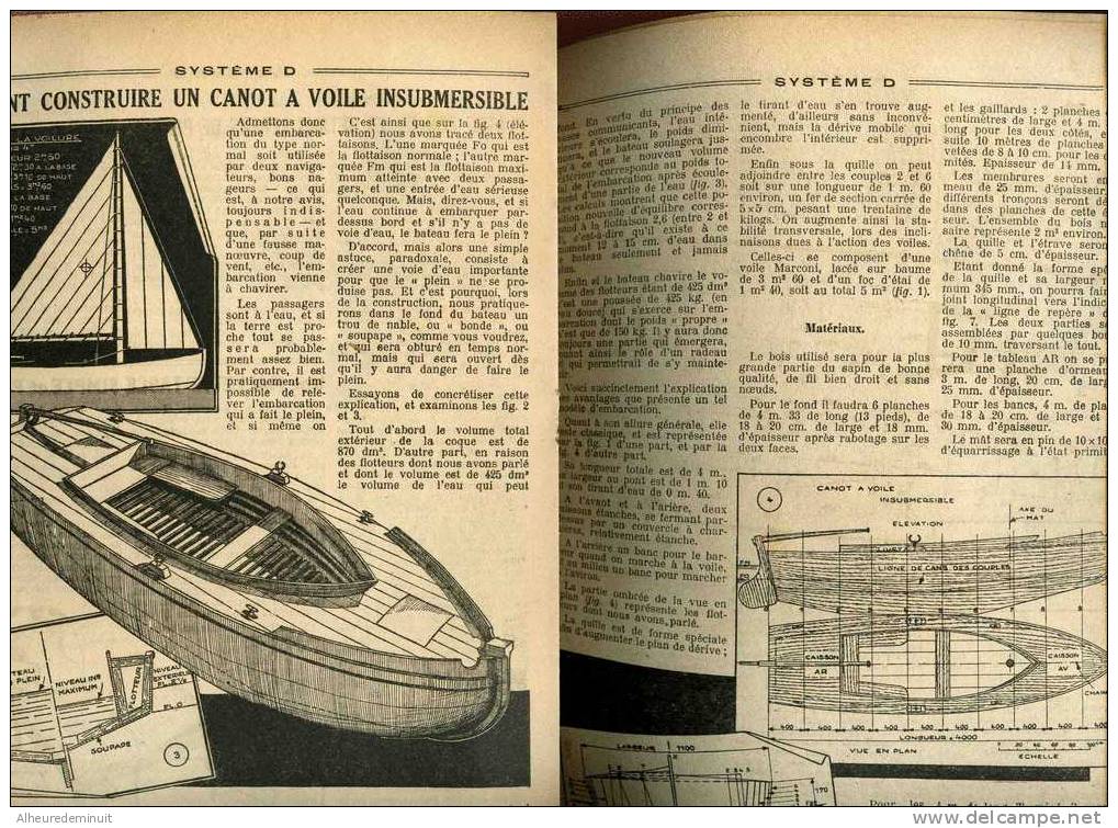 Revue SYSTEME D N°52 1950"CANOT A VOILE INSUBMERSIBLE"bateau"barque"petit Tracteur Agricole"éleveuse"bricolage - Auto