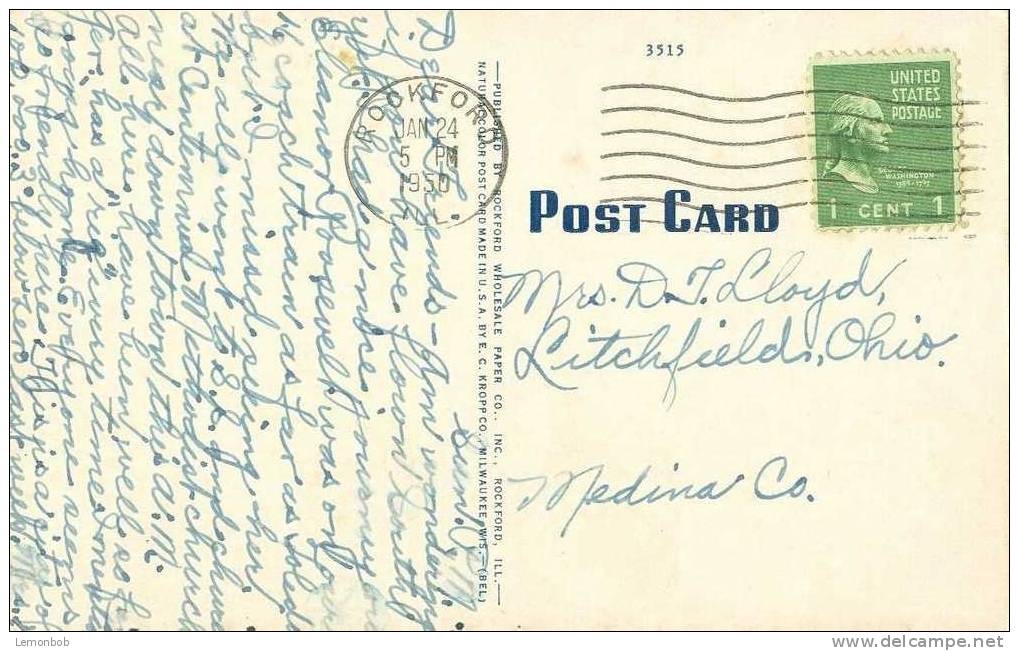 USA – United States – Court House, Rockford, Illinois 1950 Used Postcard [P3998] - Rockford