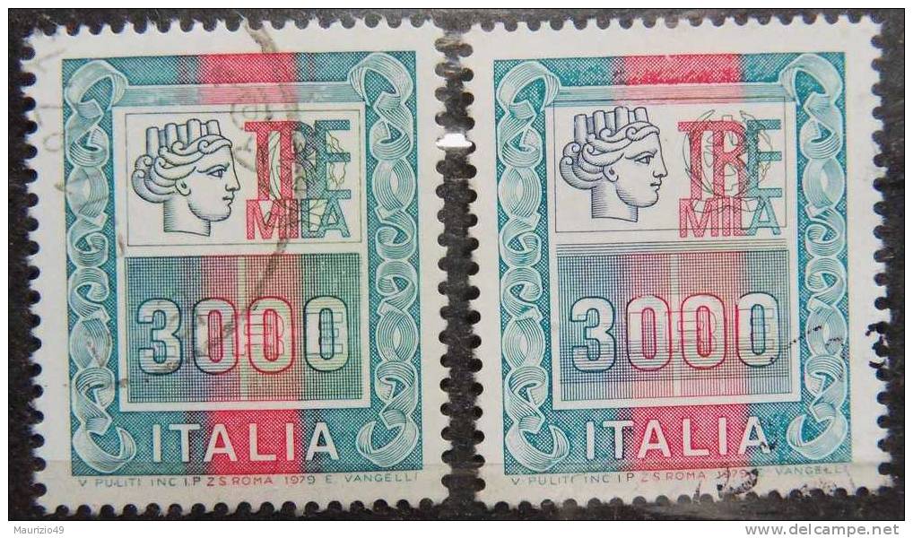 1978 Nr 1440 ALTI VALORI 3000 Lire Varietà RIQUADRO E TESTA SPOSTATA IN ALTO (SUPERA LA CORNICE)in Foto Con Normale A Sx - Varietà E Curiosità