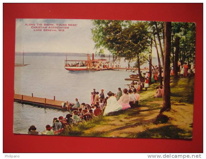 Lake Geneva WI    Along The Shore YMCA  1910 Cancel   ---   ====  -- Ref 210 - Green Bay