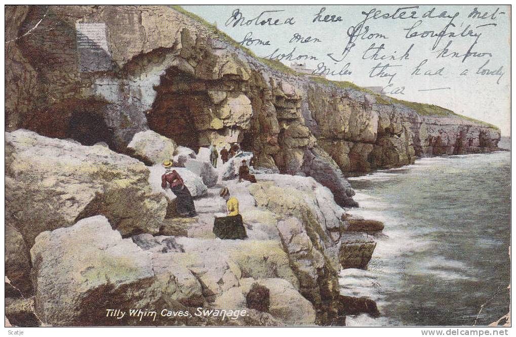 Swanage;  Tilly Whim Caves / Stempel London  ( Zegel Afgescheurd) - Swanage