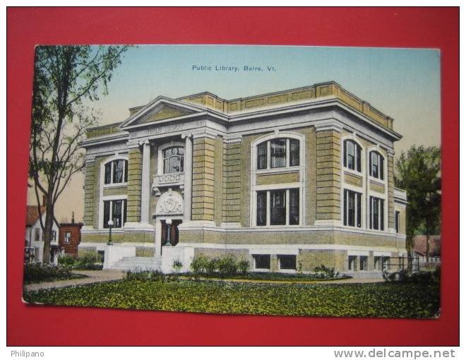 Barre  Vt    Public Library      Ca 1910     ---   == Ref 211 - Barre