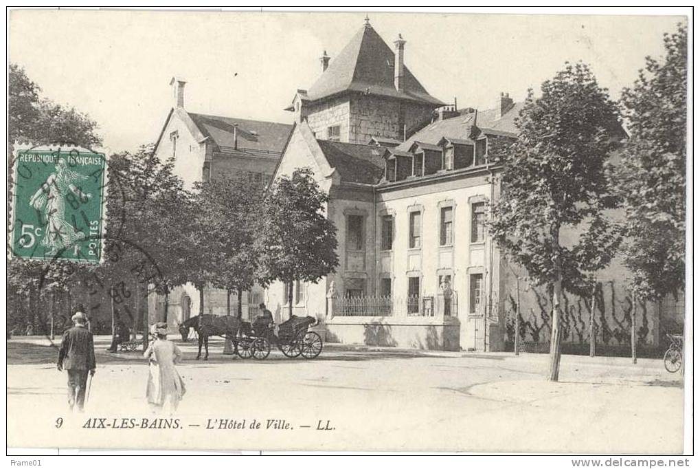 CPA Circulée 1913 Aix Les Bains - L' Hôtel De Ville - Aix Les Bains