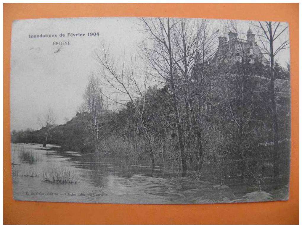 MdV/171: INONDATIONS 1904 à ERIGNÉ- Petit Château En Bord De Cours D'eau 1904 - Other & Unclassified