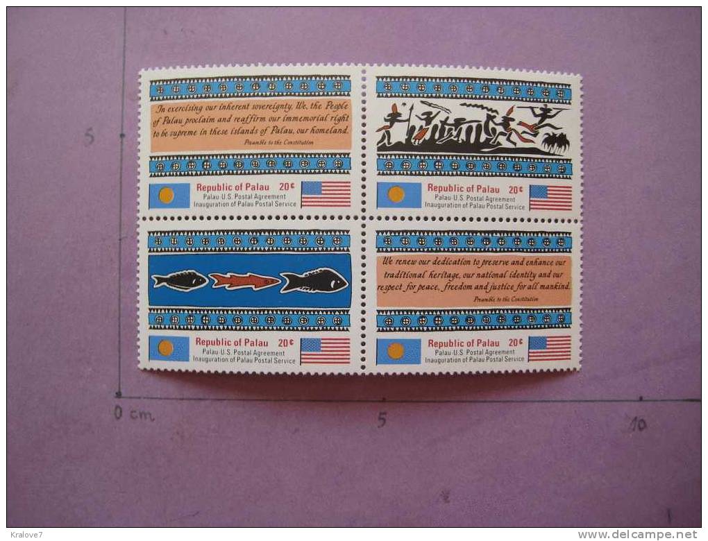 PALAU BLOC NEUF 4 Timbre SERVICE POSTAL USA PALAOS NEW MNH 4 Stamps USA POSTAL SERVICE - Palau
