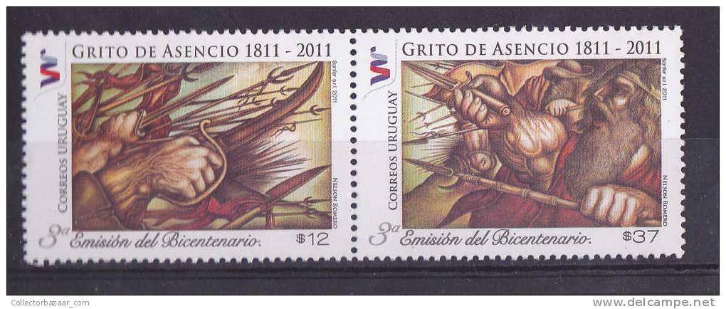 URUGUAY 2 MNH STAMPS Military Battle Painting - Uruguay