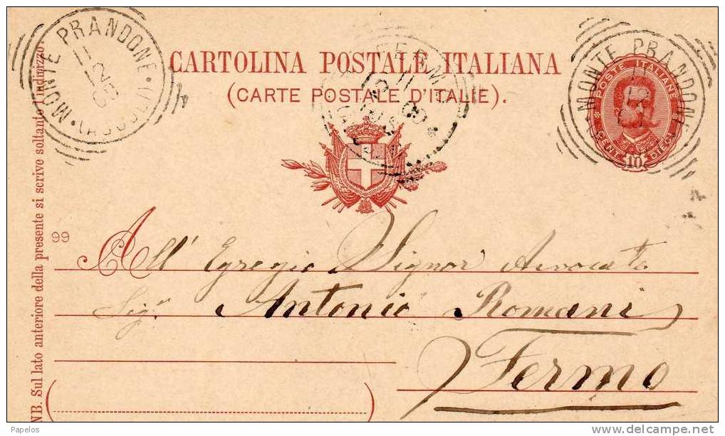 1900    CARTOLINA CON ANNULLO  MONTEPRANDONE   ASCOLI - Postwaardestukken