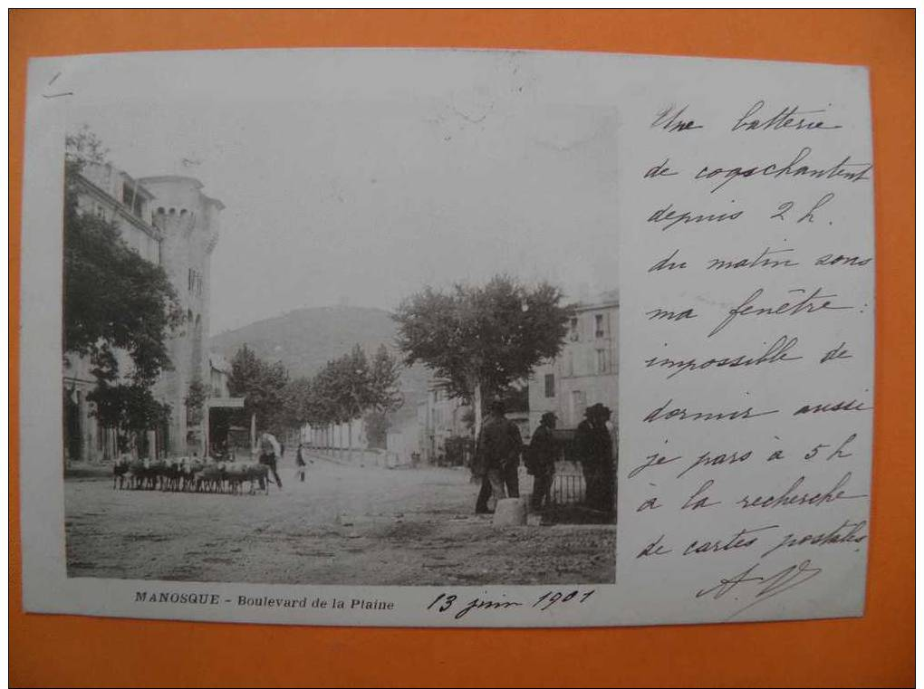 MdV/180: MANOSQUE 2 Rares Précurseurs Animés 1901: Blvd De La Plaine Et Porte Saunerie - Manosque