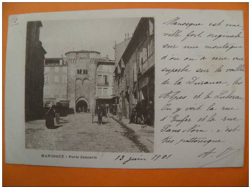 MdV/180: MANOSQUE 2 Rares Précurseurs Animés 1901: Blvd De La Plaine Et Porte Saunerie - Manosque