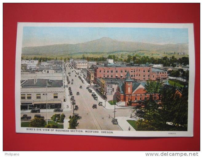 Medford Or  Birds Eye View Business Section Vintage Wb Paper Flak Back Center          == Ref 212 - Other & Unclassified