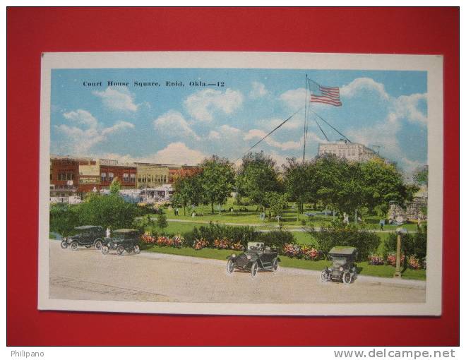 Enid OK  Court House Square    Vintage Wb       == Ref 212 - Enid