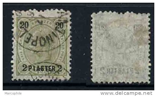 AUTRICHE - LEVANT / 1890-92 - 2 Pi./20 K. OLIVE / # 24 OB. / COTE 30.00 EURO (ref T446) - Oriente Austriaco