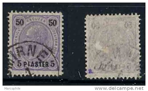 AUTRICHE - LEVANT / 1890-92 - 5 Pi./50 K. VIOLET / # 25 OB. / COTE 75.00 EURO (ref T447) - Levante-Marken