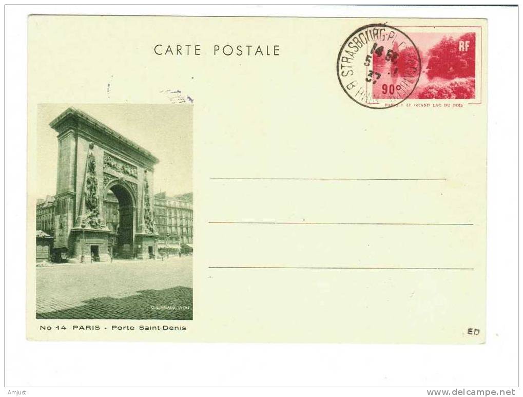 Entier Postal Paris Porte St.Denis - Cartes Postales Types Et TSC (avant 1995)