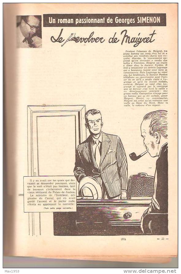 (simenon) Le Moustique N° 1471 - 4 Avril 1954- Le Revolver De Maigret En Feuilleton + 1 Planche N/B De Lucky Luke - Simenon