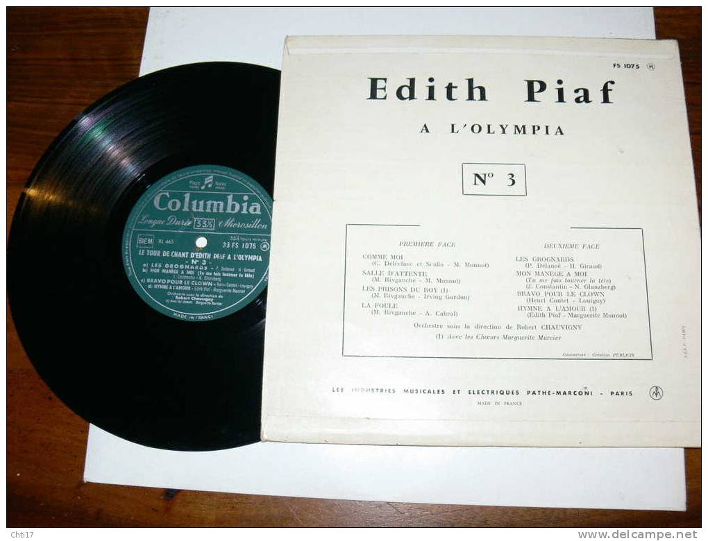 EDITH PIAF N 3   ENREGISTRE A L OLYMPIA   EDIT COLUMBIA - Collectors