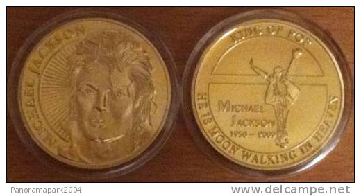 MICHAEL JACKSON MEDAILLE DOREE VERGOLDET KING OF POP MÜNZE GOLD Model 2 - Autres & Non Classés