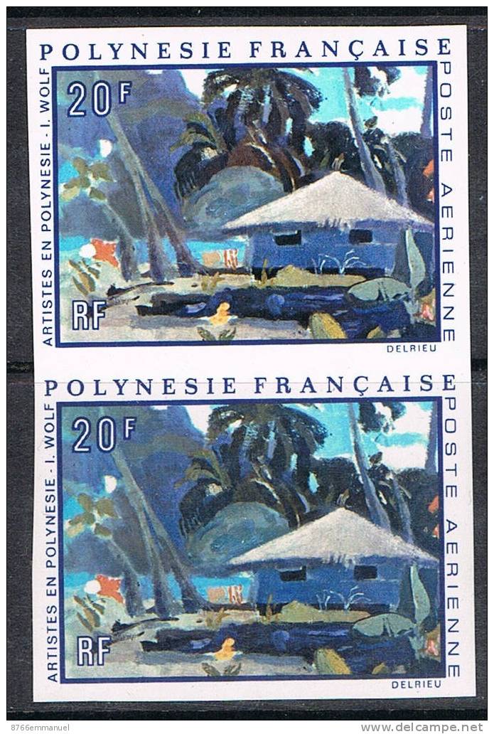 POLYNESIE AERIEN N°55 N** Variété En Paire Non-dentelée - Non Dentellati, Prove E Varietà