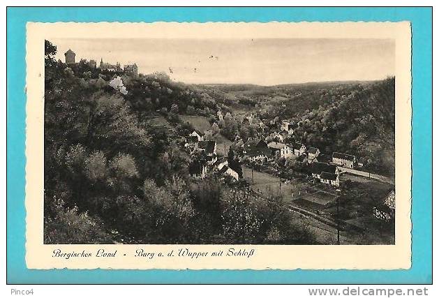 GERMANIA BERGISCHES LAND BURG A.D. WUPPER MIT SCHLOB CARTOLINA FORMATO PICCOLO VIAGGIATA NEL 1937 - Remscheid