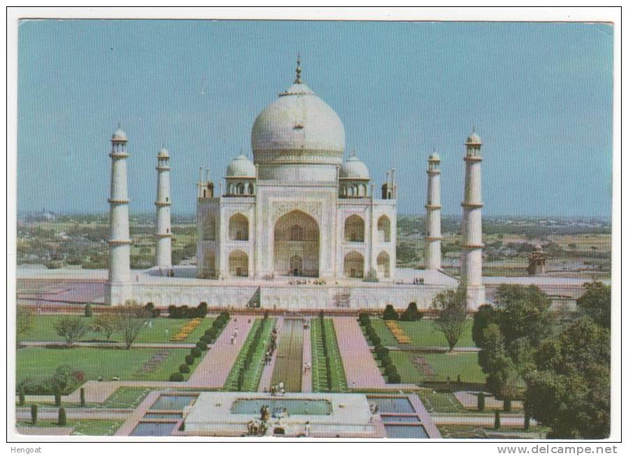 4 Timbres / Carte écrite Le 01/02/1980 , Le Taj Mahal , Agra , 2 Scans - Covers & Documents