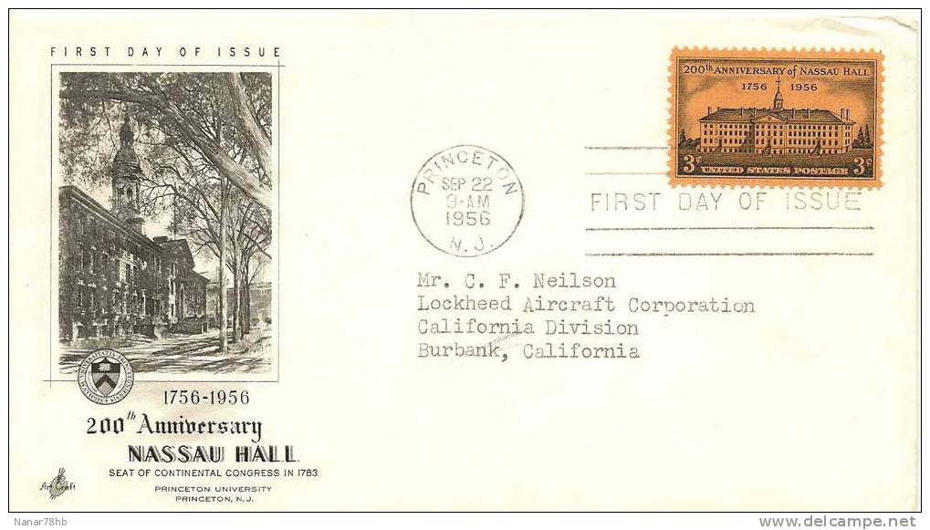 (d) FDC 200th Anniversary Of Nassau Hall - 1951-1960