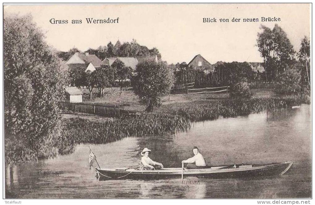 Wernsdorf Königs Wusterhausen Blick Von Der Brücke Belebt Ruderboot TOP-Erhaltung Ungelaufen - Koenigs-Wusterhausen