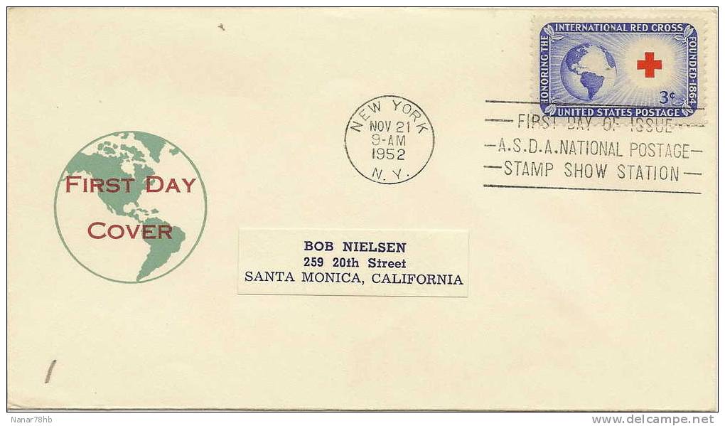 (d) FDC Honoring The International Red Cross (croix Rouge) - 1951-1960