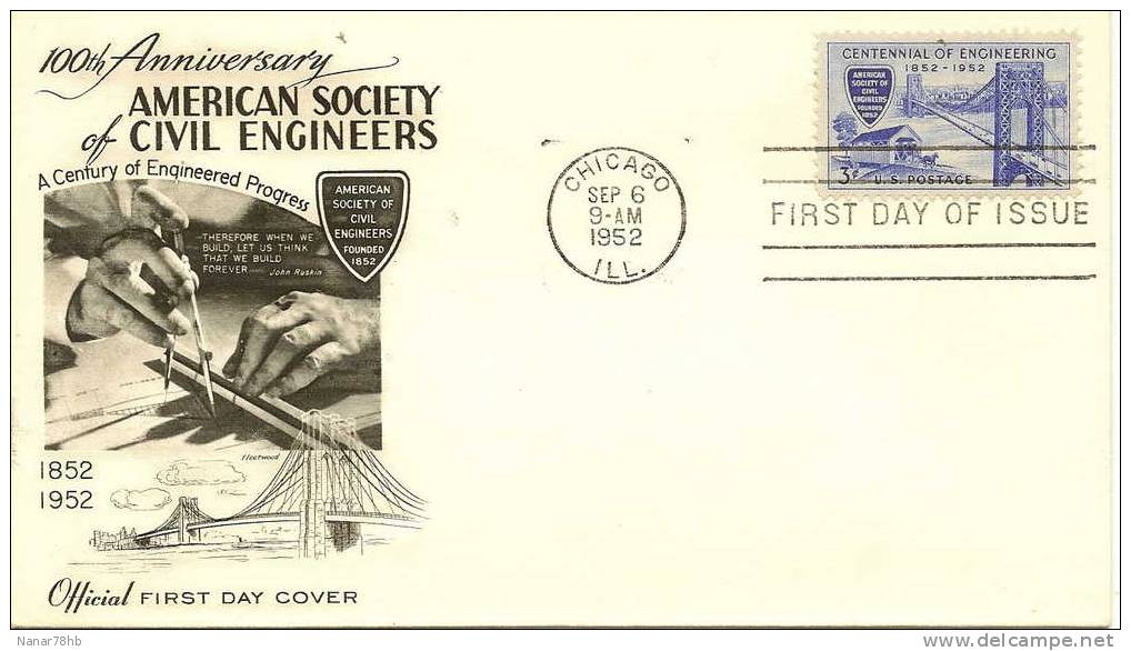 (d) FDC Centennial Of Engineering (pont) - 1951-1960