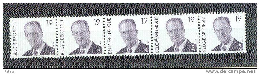 BELGIE  KONING ALBERT II  STROOK VAN 5 ZEGELS MET 5 CIJFERS  1998 ** - Rollen