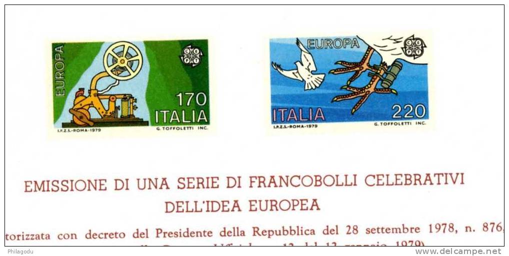 Italia Bolletinno  EUROPA  1979   PIGEONGRAMME - Tauben & Flughühner