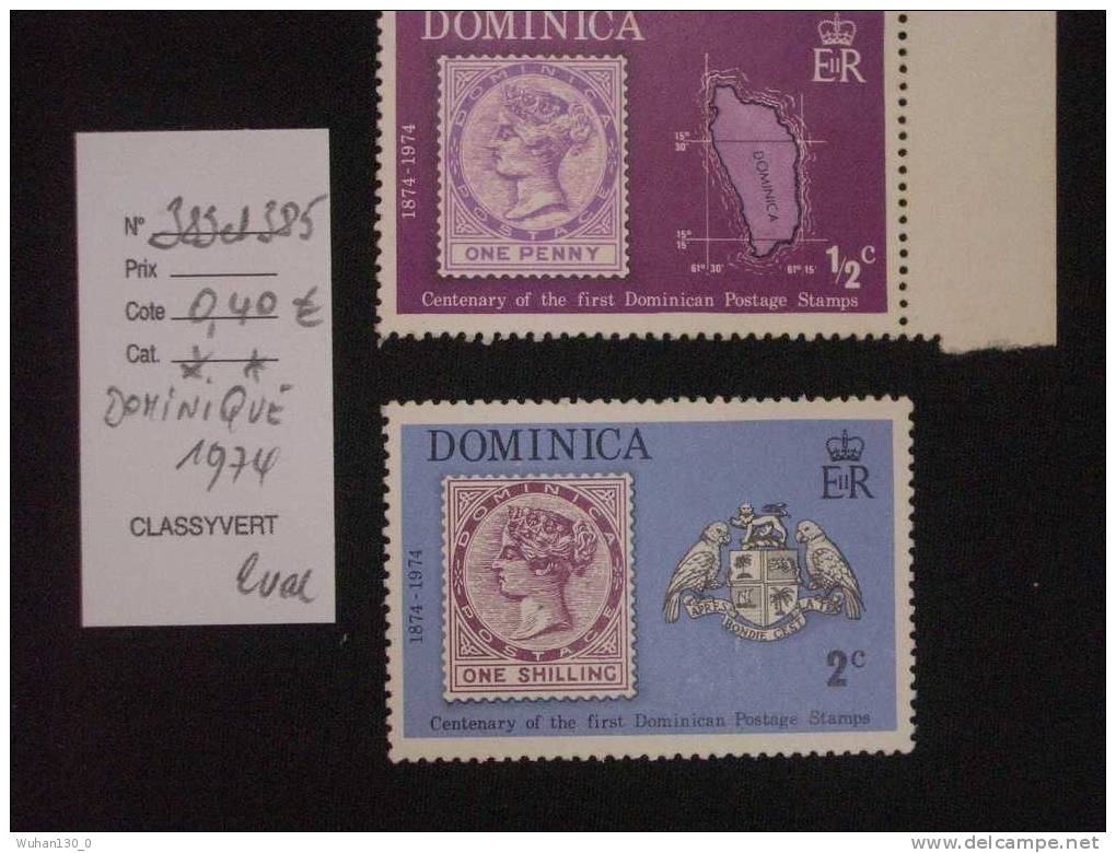 DOMINIQUE  *    De  1974     "   100ans Du Timbre Dominicain   "     2  Val . - Dominica (1978-...)
