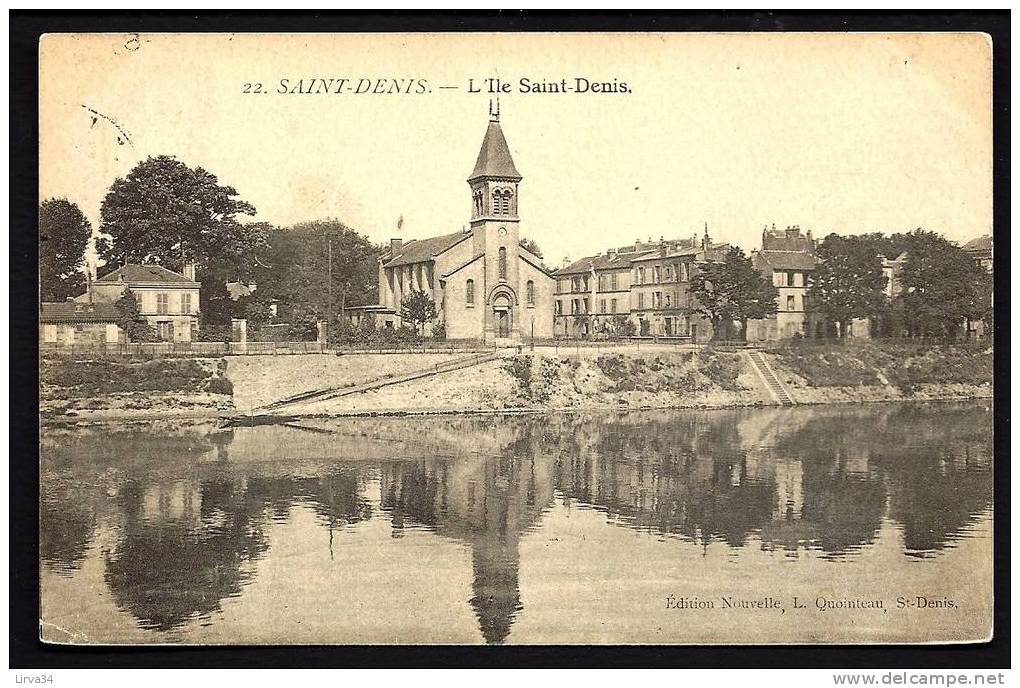 CPA  ANCIENNE- FRANCE- L'ILE SAINT-DENIS (93)-  L'EGLISE ROMANE EN GROS PLAN- MAISONS AUTOUR - L'Ile Saint Denis