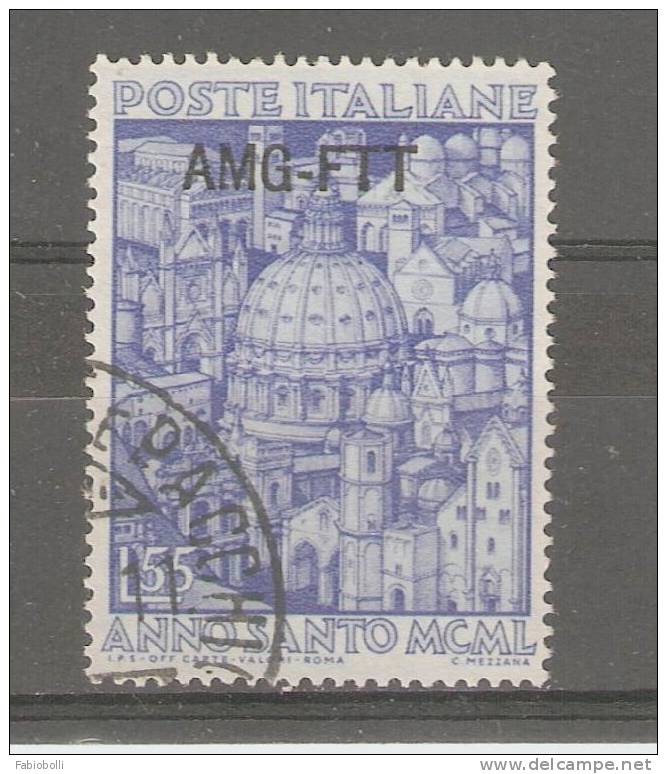 Trieste A  1950  Sassone N. 74   Anno Santo   55 L. Azzurro Usati Used - Usati