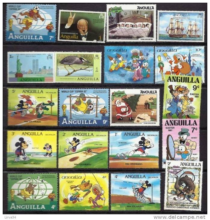 LOT DE 50 TIMBRES  GRANDS FORMATS DE ANGUILLA (CARAIBES)- NEUFS **- TRES BELLES SERIES DISNEY- 3 SCANS - Anguilla (1968-...)