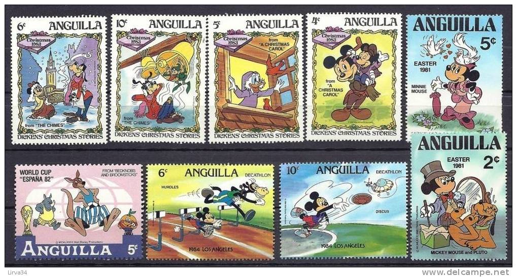 LOT DE 50 TIMBRES  GRANDS FORMATS DE ANGUILLA (CARAIBES)- NEUFS **- TRES BELLES SERIES DISNEY- 3 SCANS - Anguilla (1968-...)