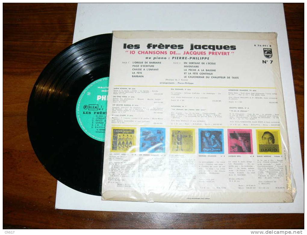 LES FRERES JACQUES DIX CHANSONS DE JACQUES PREVERT  EDIT PHILIPS - Collectors