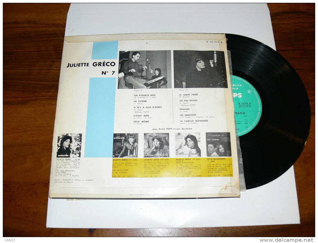 JULIETTE GRECO  NUM 7  " ON OUBLIE RIEN  " ORCH A POPP  EDIT PHILIPS - Collectors