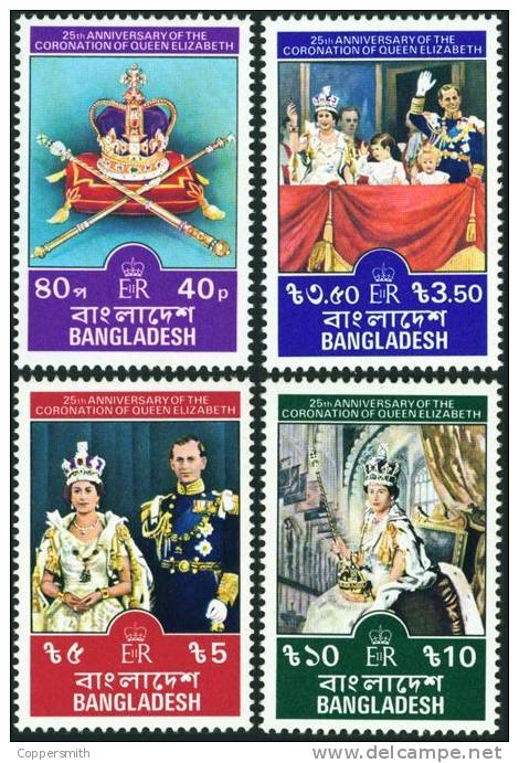 (049 B) Bangla Desh  1978  Queen / Royalty / Coronation ** / Mnh  Michel 109-12 - Bangladesch