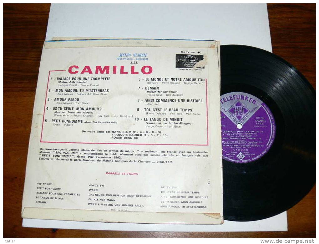 CAMILLO  "  PETIT BONHOMME"  EUROVISION 1962  EDIT  TELEFUNKEN - Collectors