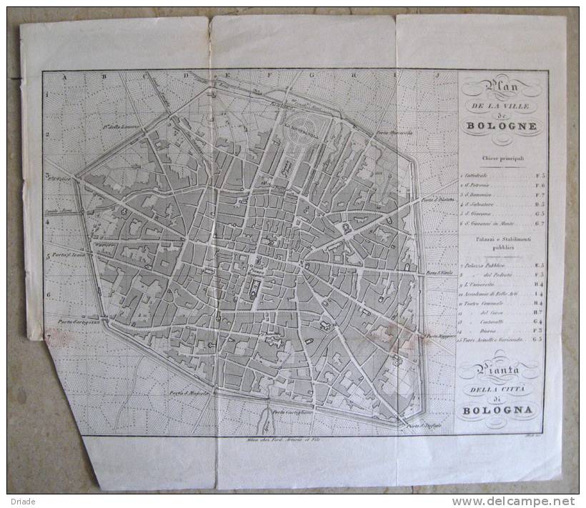 CARTA MAPPA TOPOGRAFICA CITTà BOLOGNA - Topographische Karten