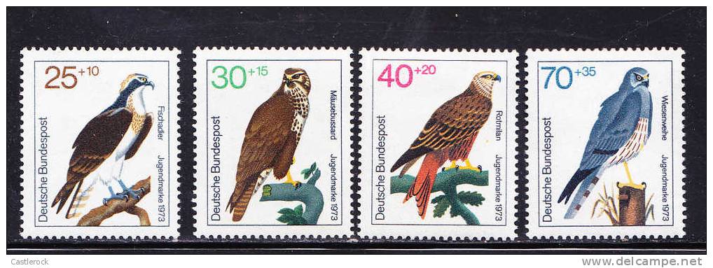 T)1973,GERMANY,SET(4),BIRDS,MNH,SCN B496-B499,PERF.14 - Other & Unclassified