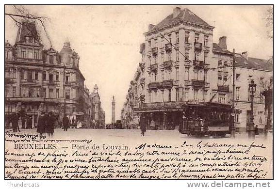 BRUSSEL BRUXELLES PORTE DE LOUVAIN TRAM ELECTRIQUE ATTELAGE CHEVAL - Transport Urbain En Surface