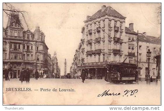 BRUSSEL BRUXELLES PORTE DE LOUVAIN TRAM ELECTRIQUE ATTELAGE CHEVAL - Transport Urbain En Surface