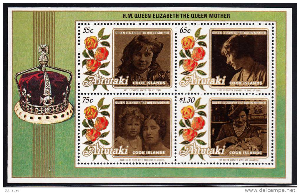 Aitutaki Scott #376a MNH Souvenir Sheet Queen Mother´s 85th Birthday - Aitutaki