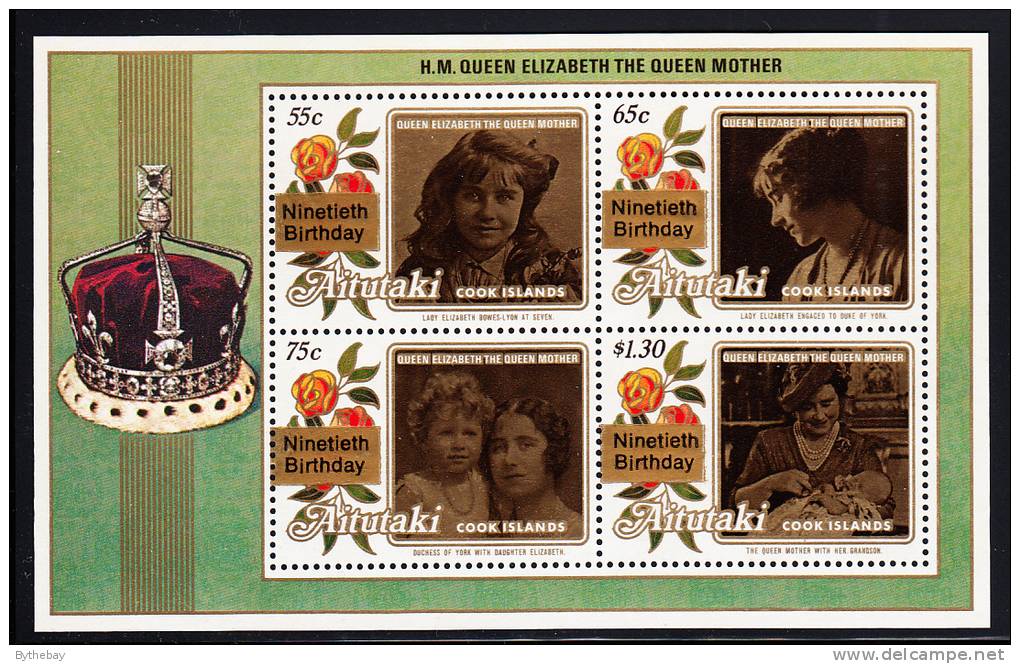 Aitutaki Scott #446 MNH Souvenir Sheet Queen Mother´s 90th Birthday - Aitutaki