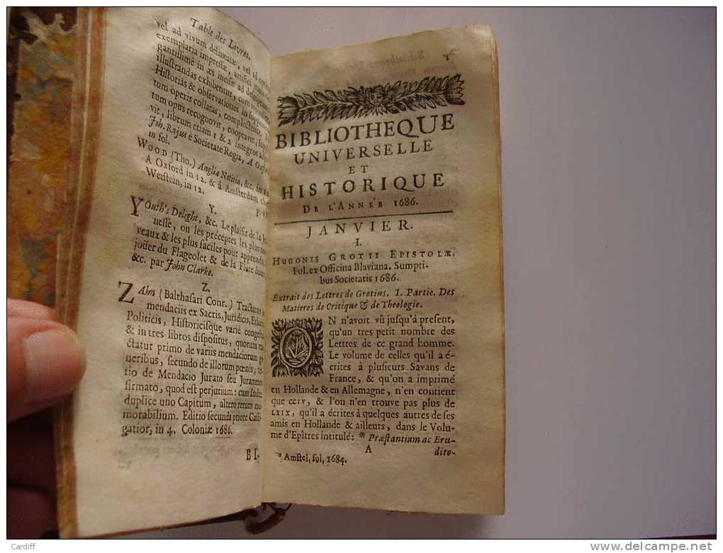 1687 . Bibliothèque Universelle Et Historique De L´année M DC LXXX VI . A  Amsterdam .... - Bis 1700