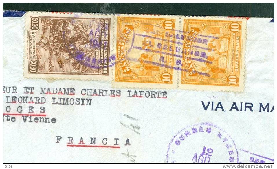 Lettre Du Salvador Pour La France ,  Aout   1941 ,   - LO27510 - Salvador
