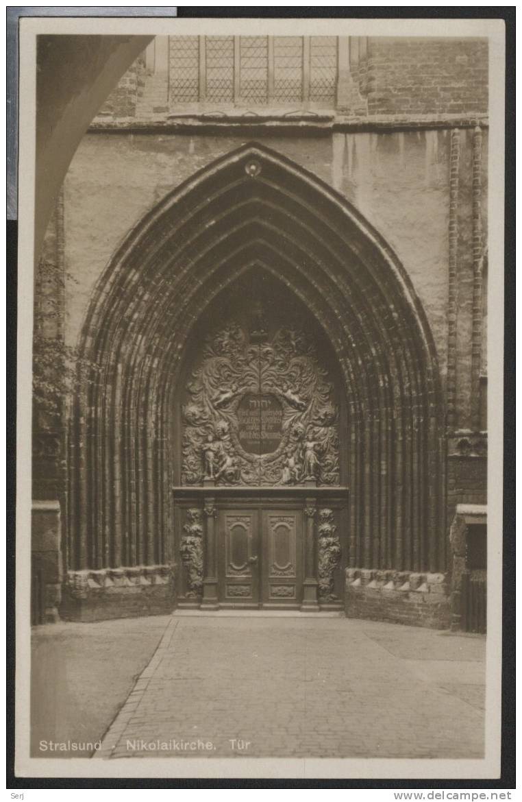 Stralsund - Nikolaikirche . Tür . Old PC . Germany . - Stralsund