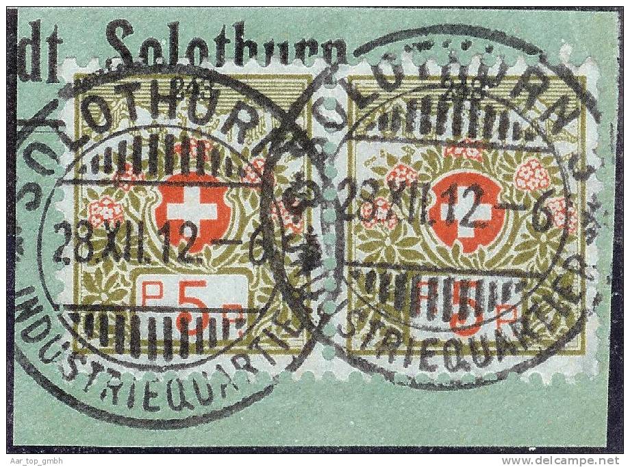 Heimat So Solothurn 1912-12-28 Portofreiheit Paar Zu#4A Kl#243 Ferienkolonie+Suppenanstallt Armer Schulkinder 1310 M. - Vrijstelling Van Portkosten